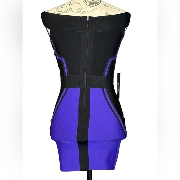 Guess by Marciano Bandage off shoulder Dress XS NWT black and purple mini - Picture 2 of 12